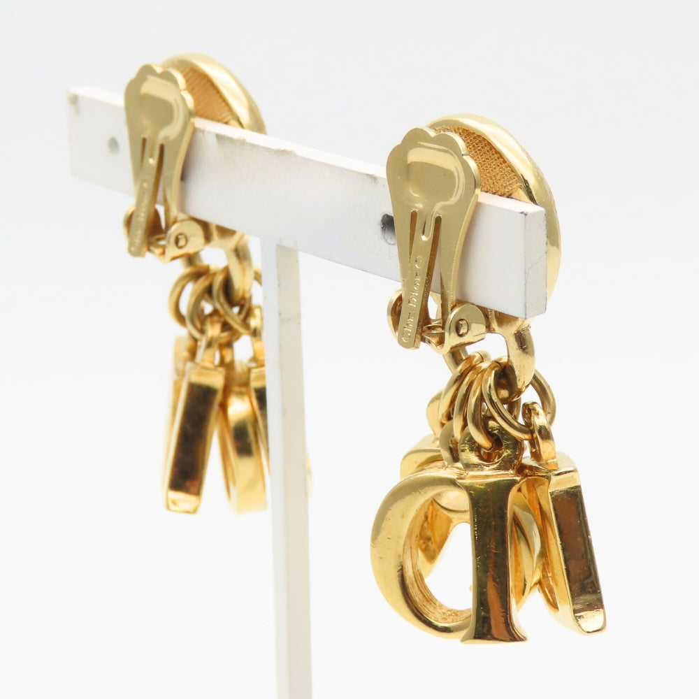 Christian Dior Logo Rhinestone Earrings