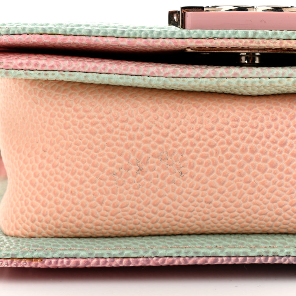 Caviar Quilted Mini Cuba Rainbow Boy Flap Pink Multicolor