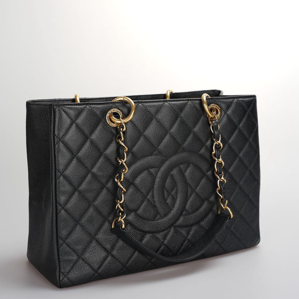 Chanel Black Grand Shopping Tote GST Bag in Caviar Leather with Gold Hardware