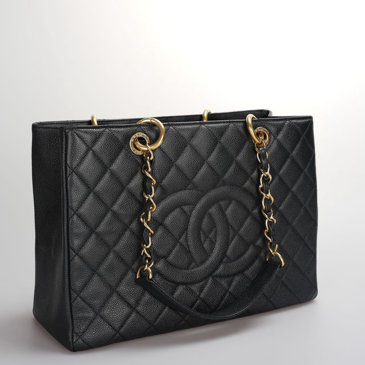 Chanel Black Grand Shopping Tote GST Bag in Caviar Leather with Gold Hardware