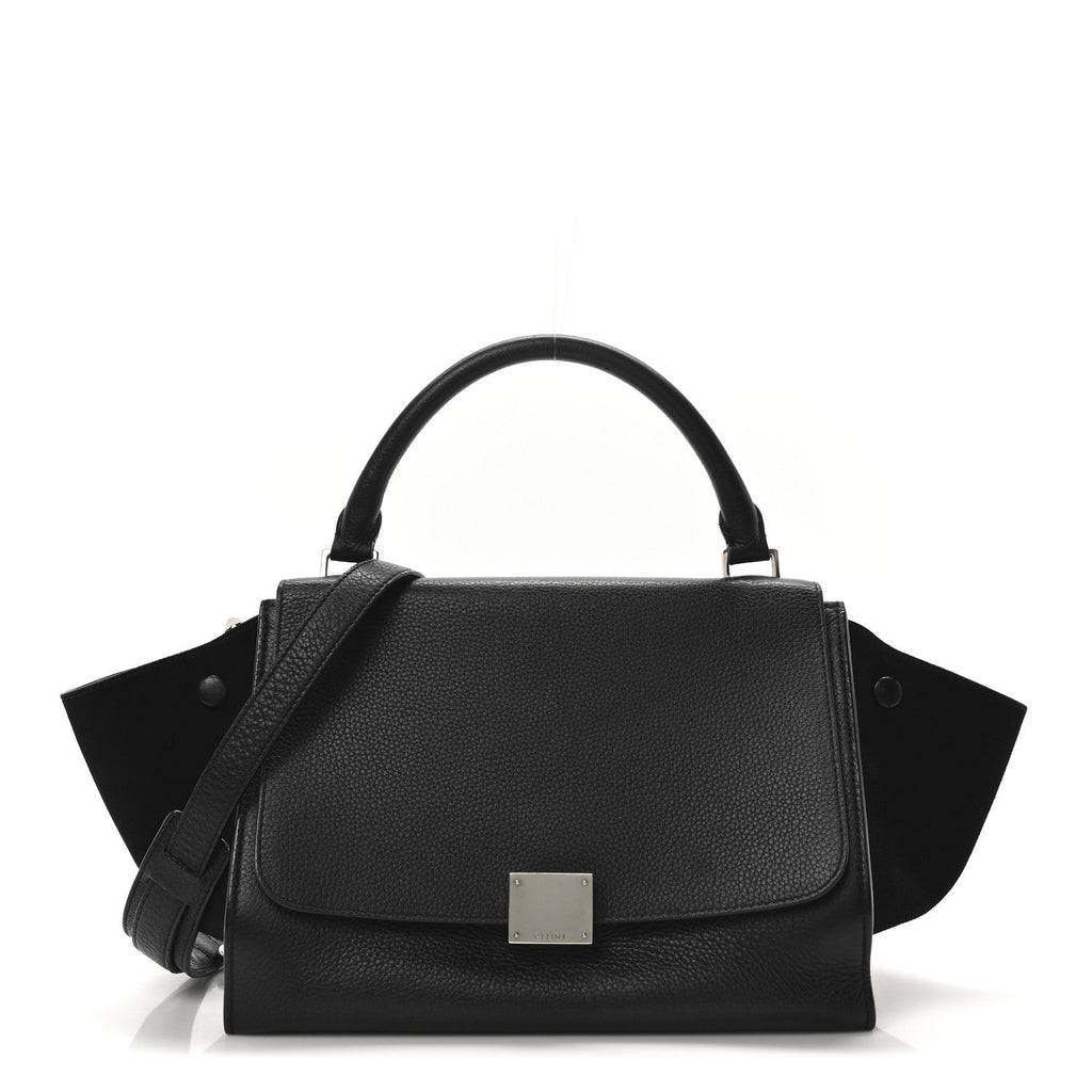 Drummed Calfskin Suede Trapeze Black