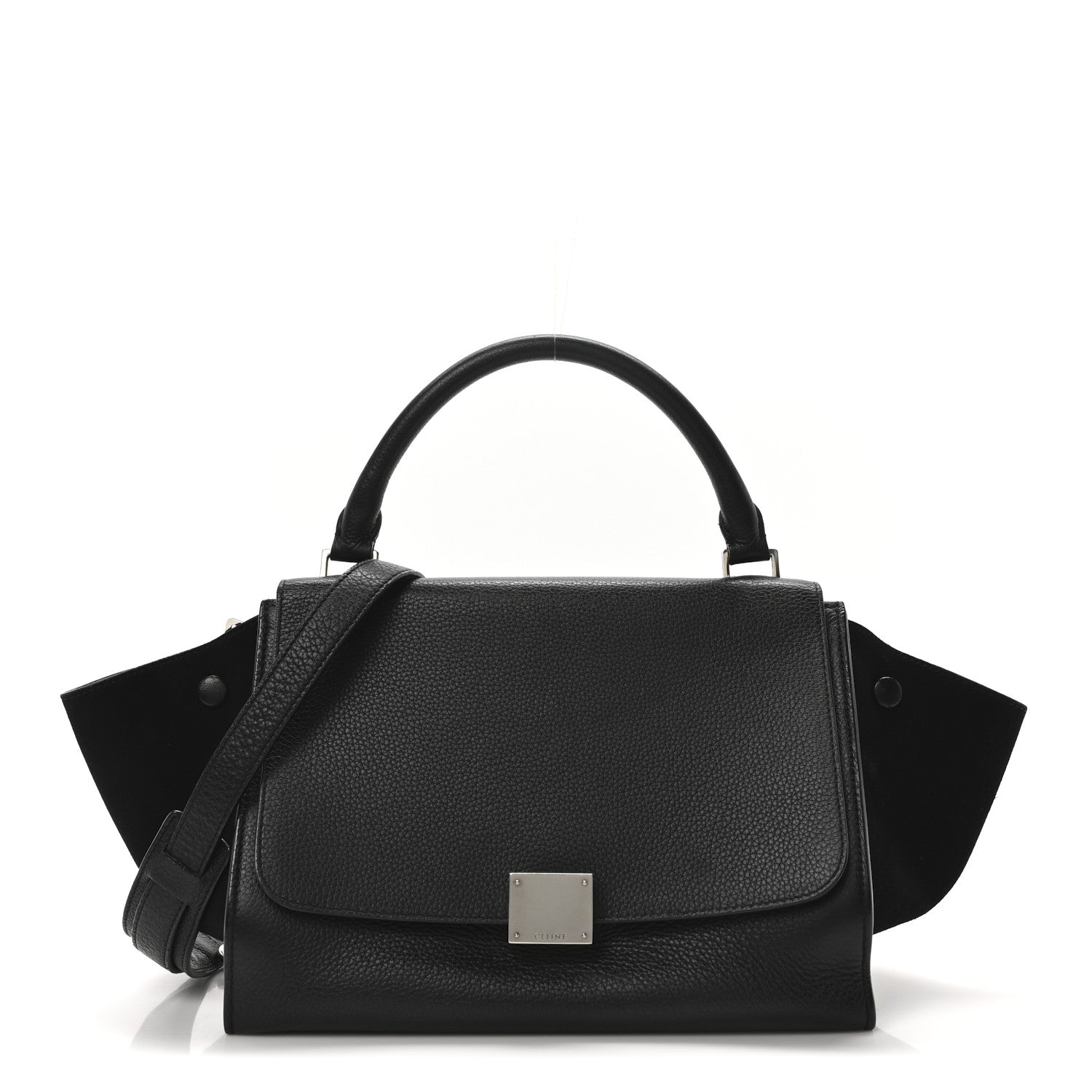 Drummed Calfskin Suede Trapeze Black