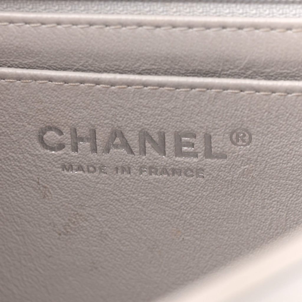 Lambskin Quilted Mini Rectangular Flap Grey