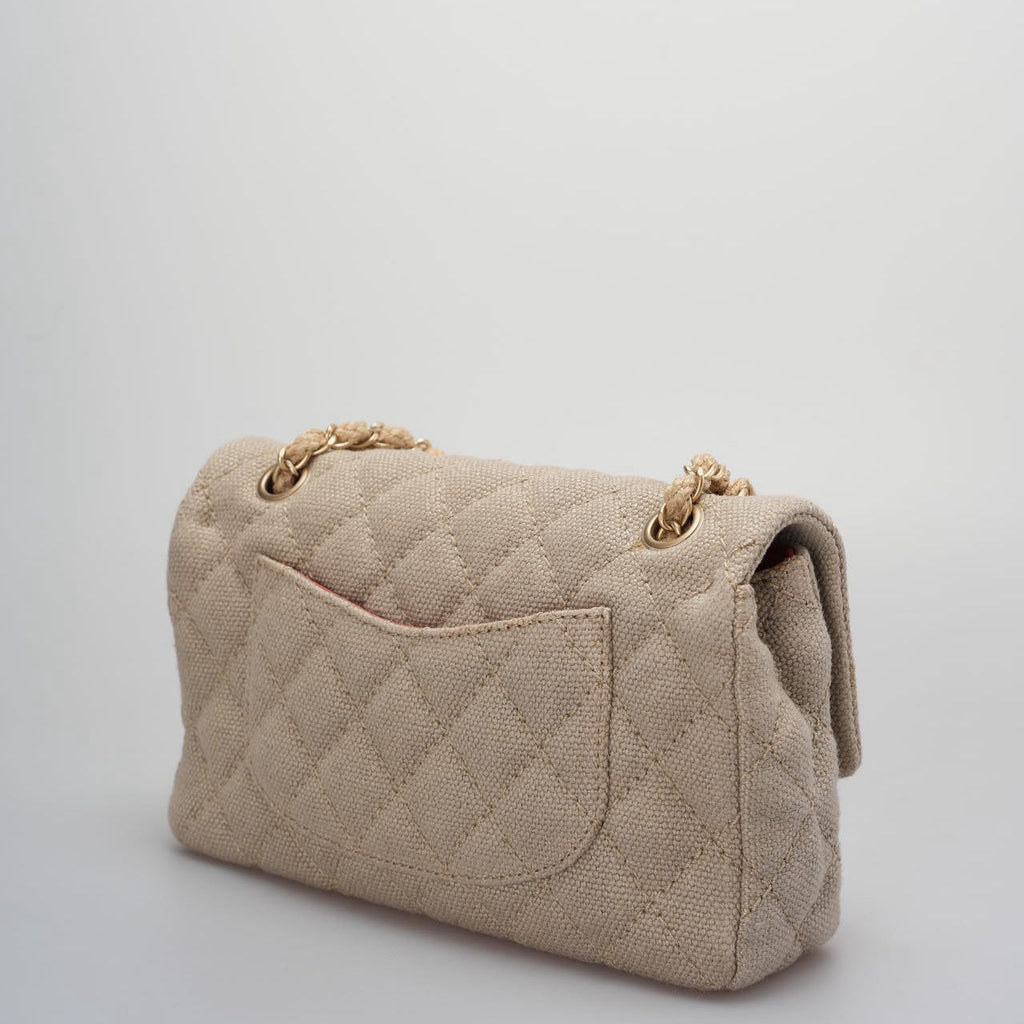 Chanel Linen Timeless Quilted Medium Flap in Beige