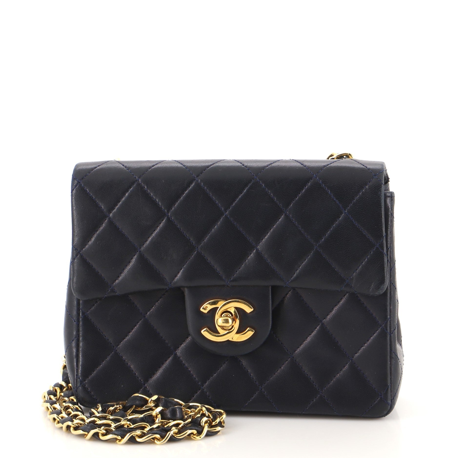 Vintage Square Classic Single Flap Bag Quilted Lambskin Mini