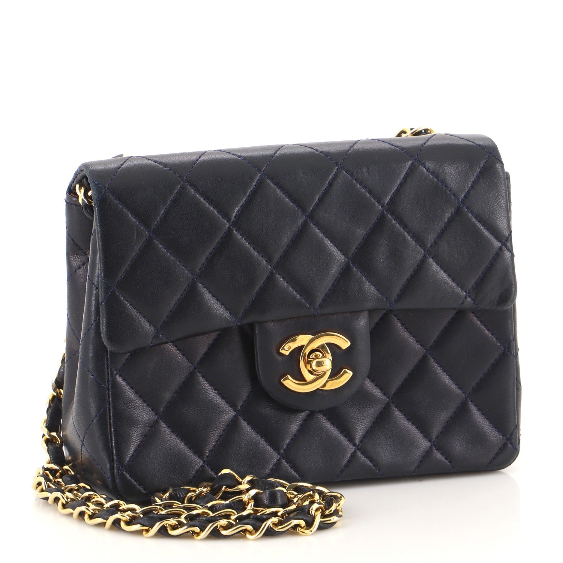 Vintage Square Classic Single Flap Bag Quilted Lambskin Mini