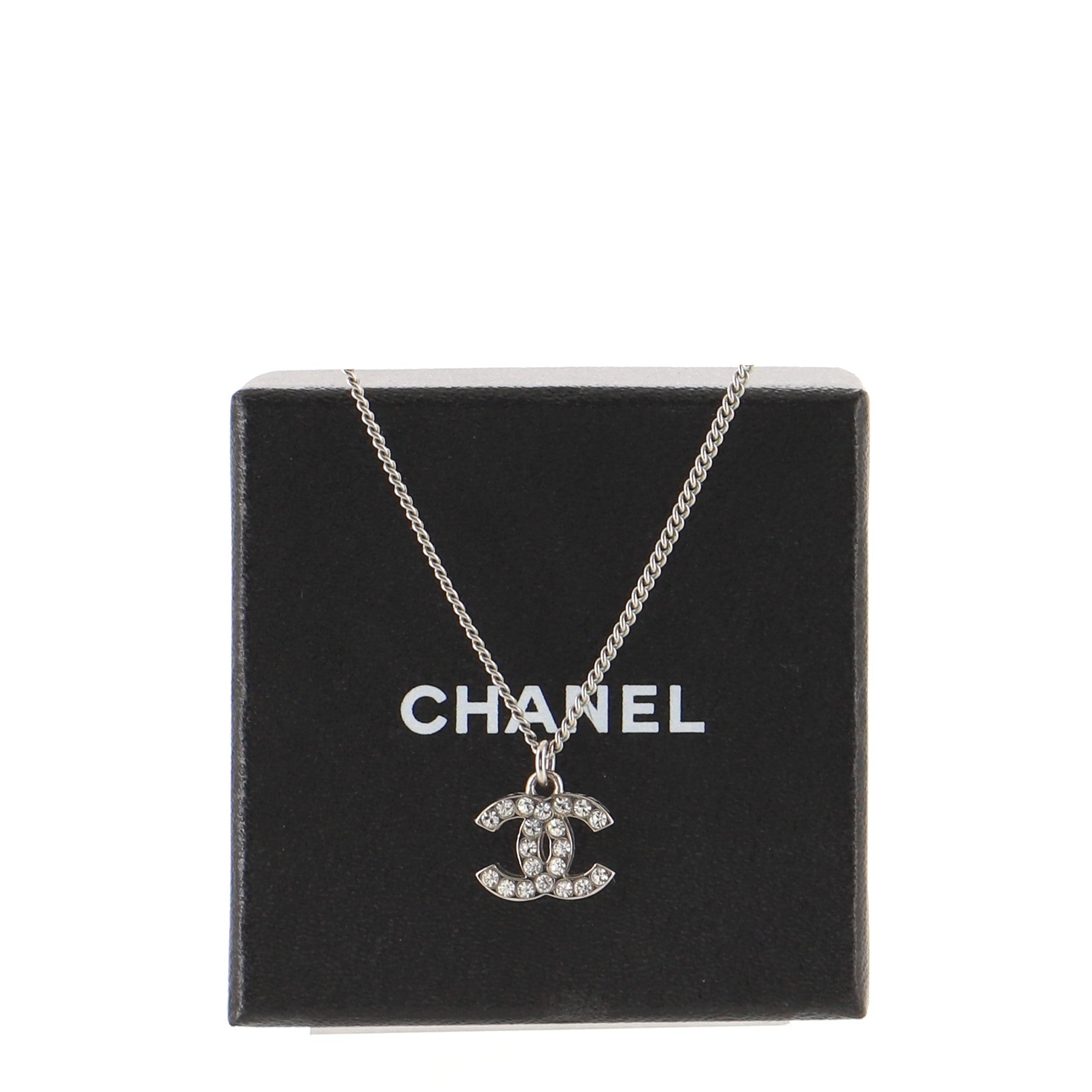 CC Pendant Necklace Metal with Crystals