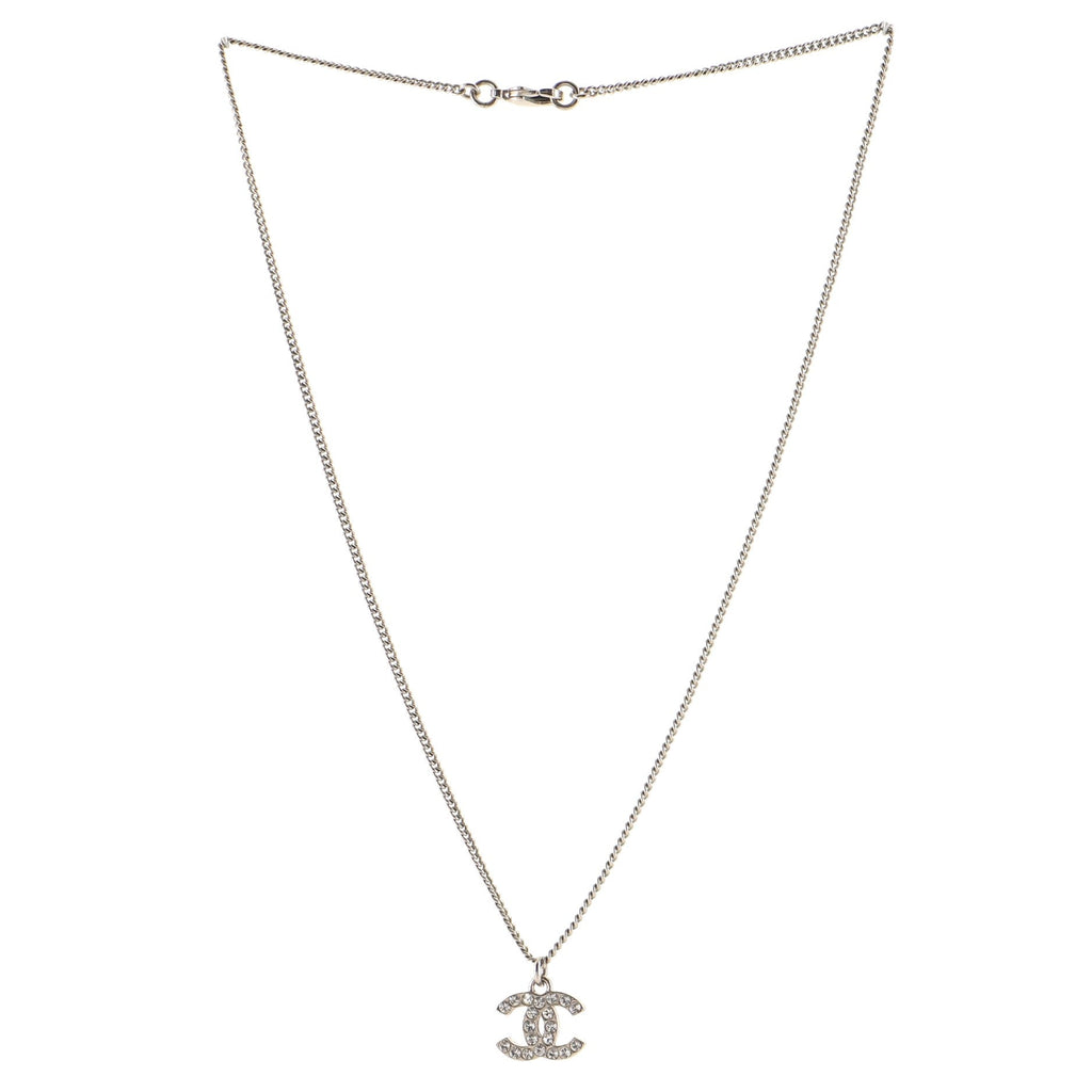 CC Pendant Necklace Metal with Crystals