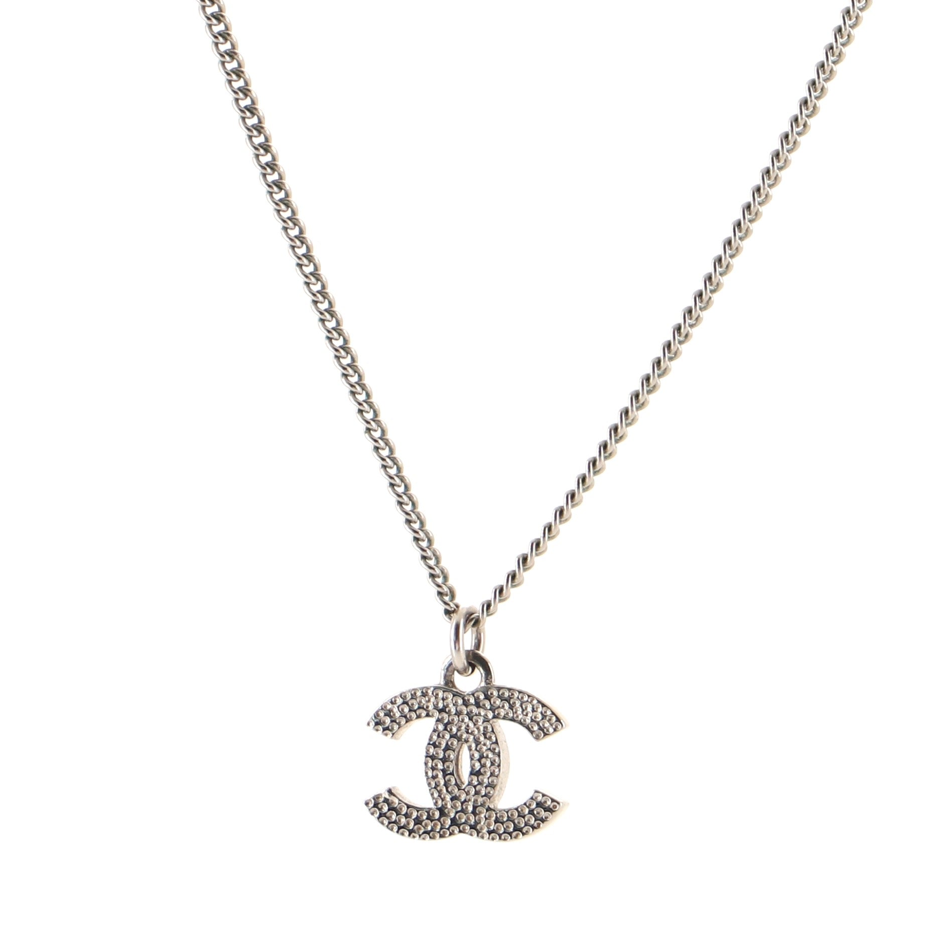 CC Pendant Necklace Metal with Crystals