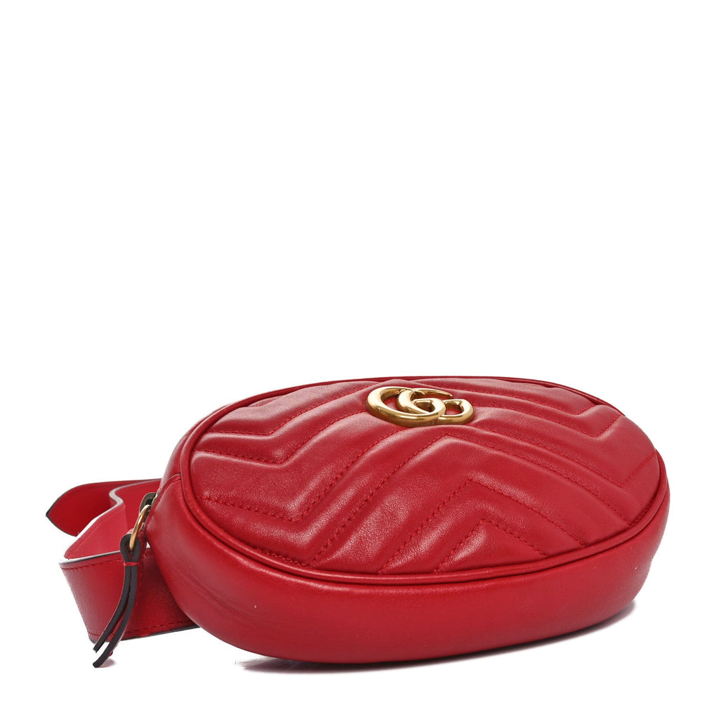 Calfskin Matelasse GG Marmont Belt Bag 95 38 Hibiscus Red