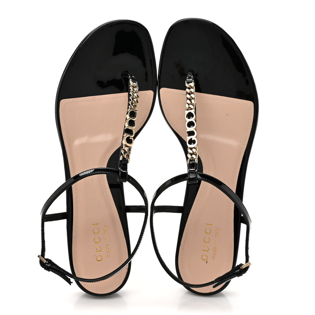Patent Signoria Thong Sandals 39 Black
