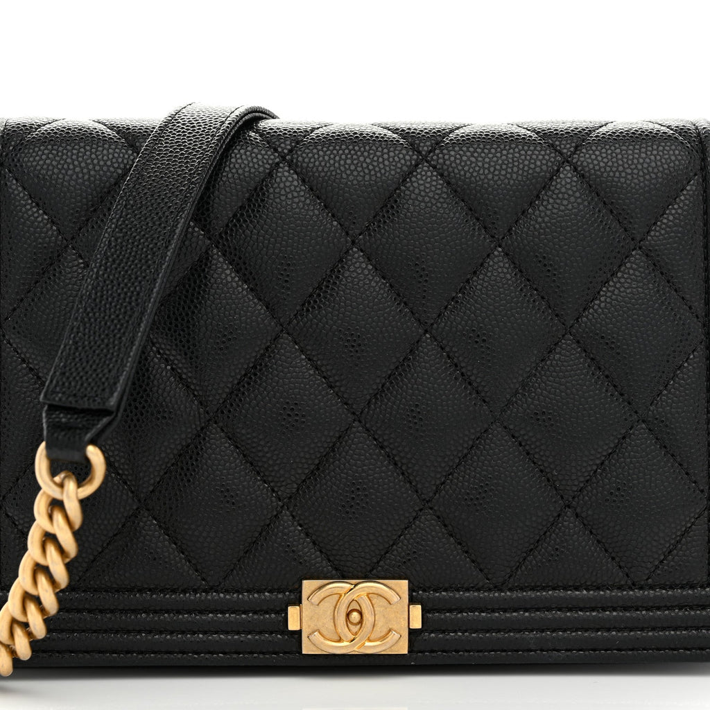 Caviar Quilted Boy Wallet On Chain WOC Black