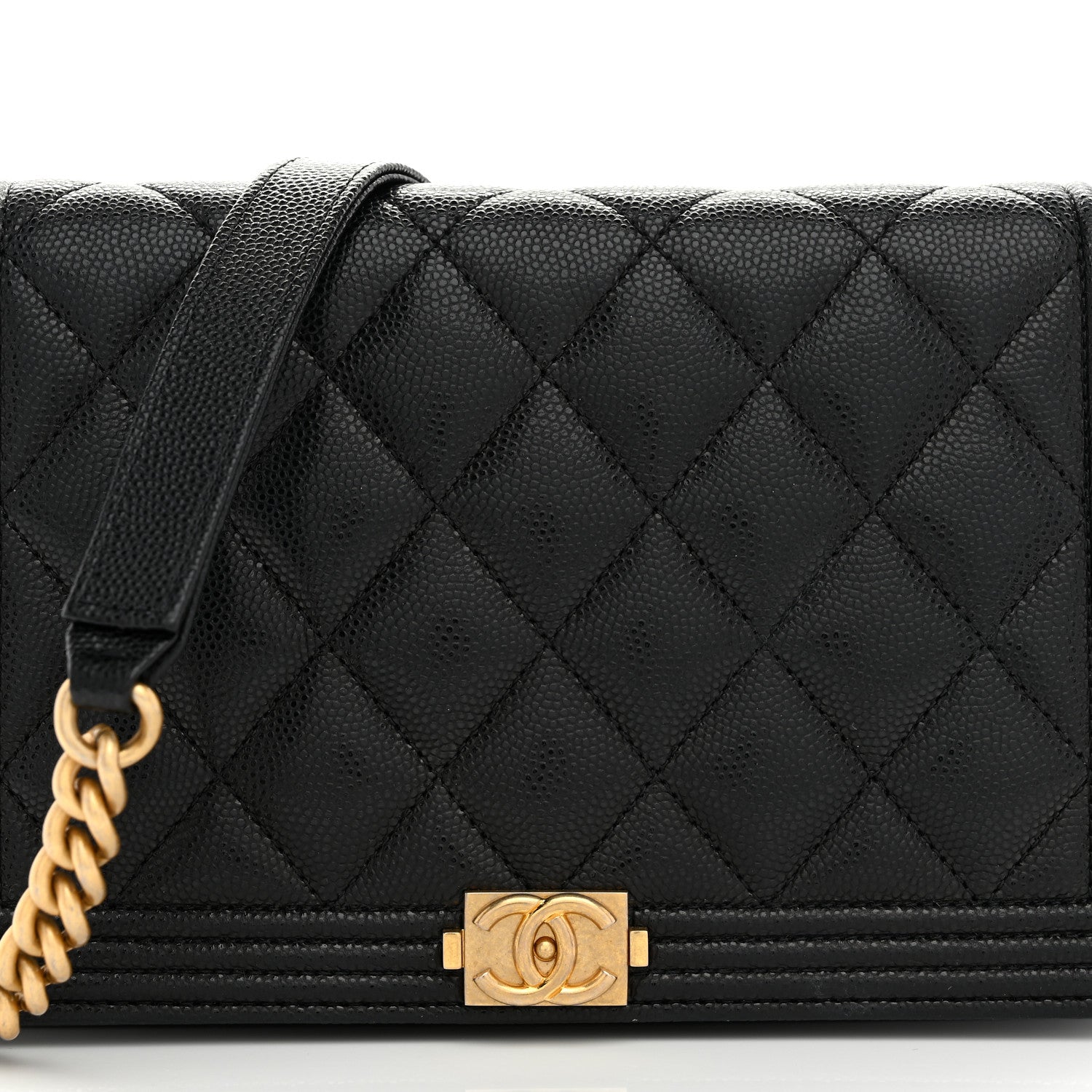 Caviar Quilted Boy Wallet On Chain WOC Black