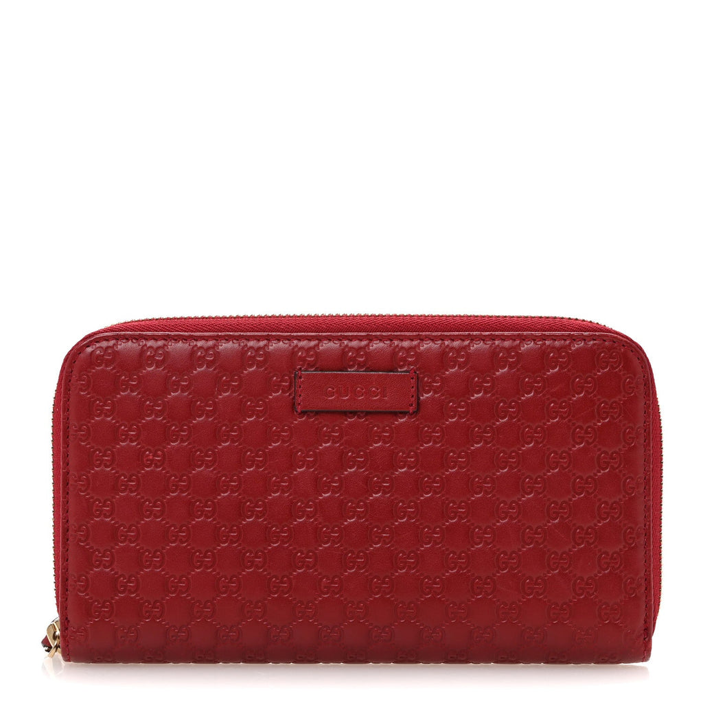 Microguccissima Zip Around Wallet Red