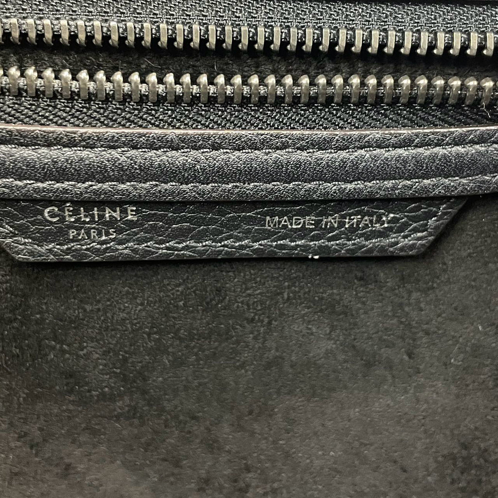 CELINE Micro Luggage Leather Handbag in Black