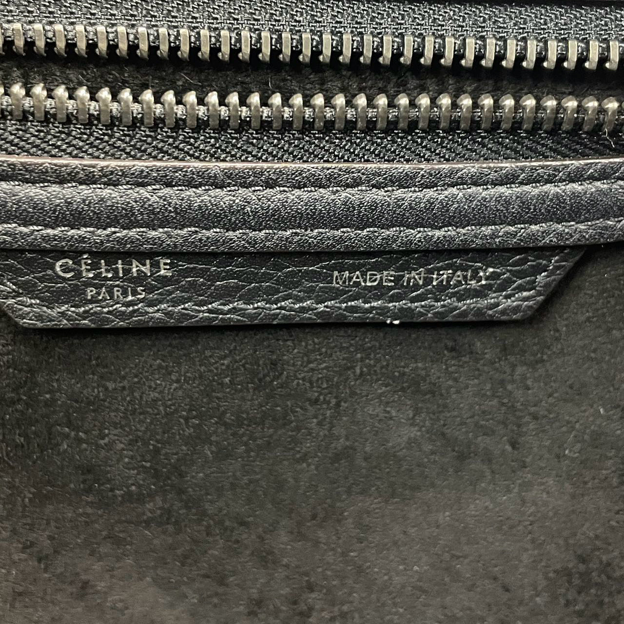 CELINE Micro Luggage Leather Handbag in Black