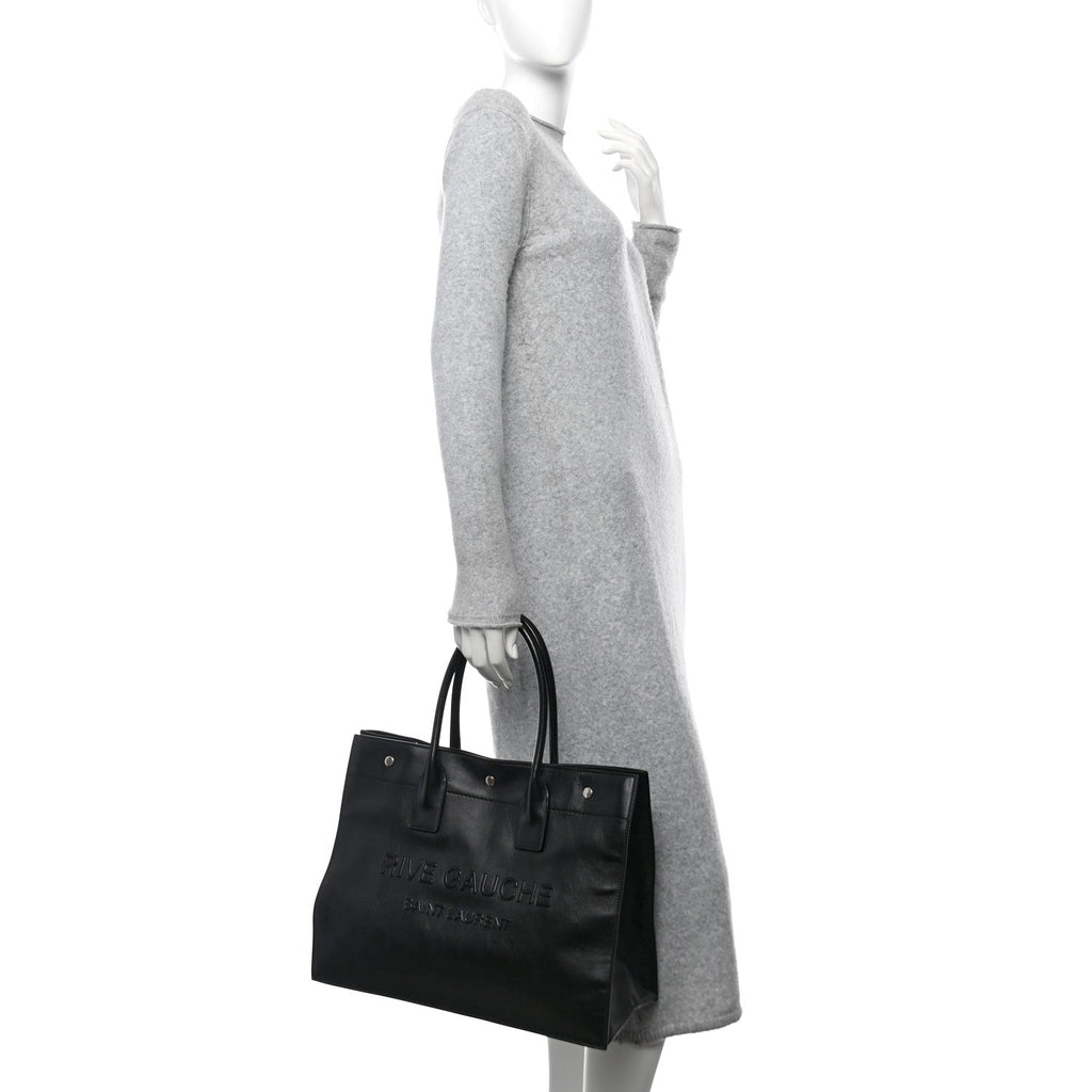 Smooth Calfskin Rive Gauche Small Tote Black