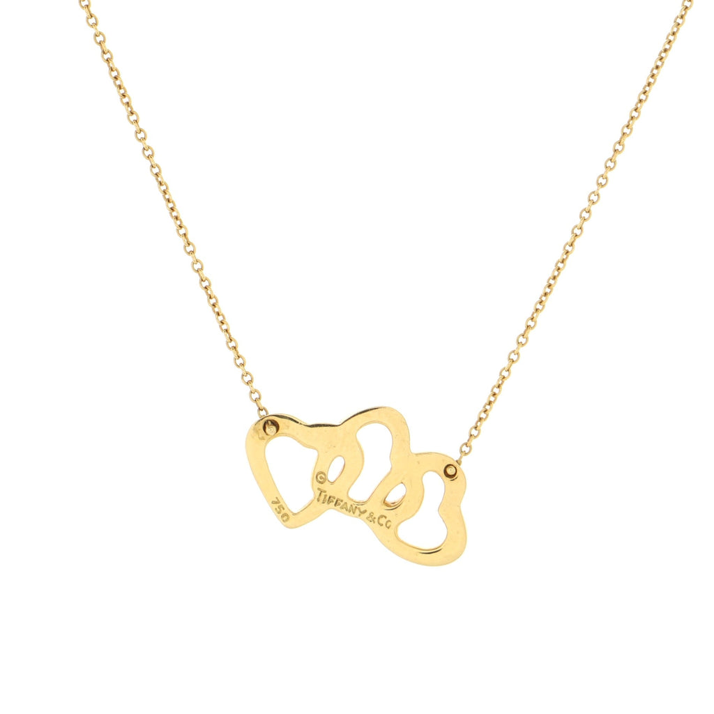 Triple Heart Pendant Necklace 18K Yellow Gold