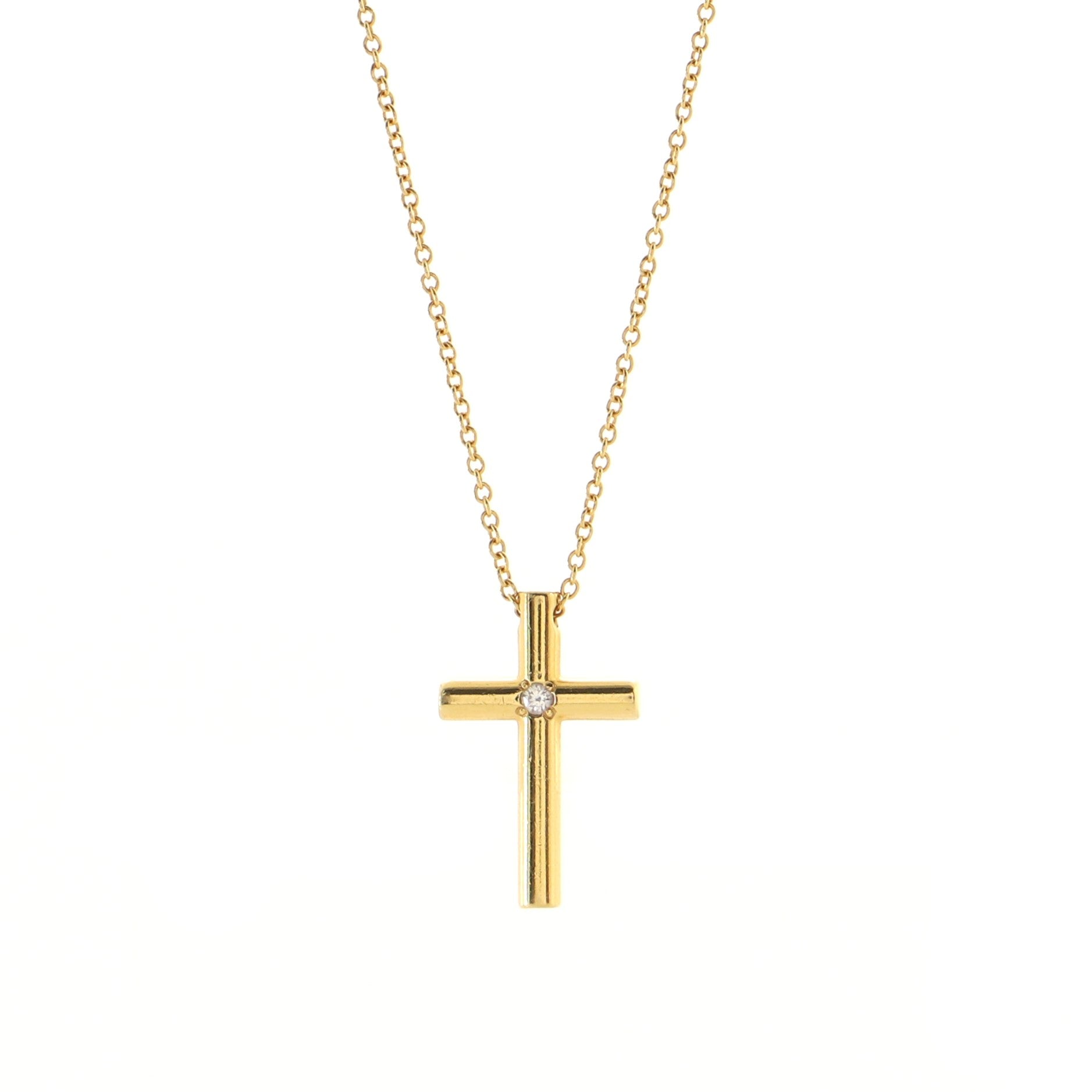Cross Pendant Necklace 18K Yellow Gold with Diamond