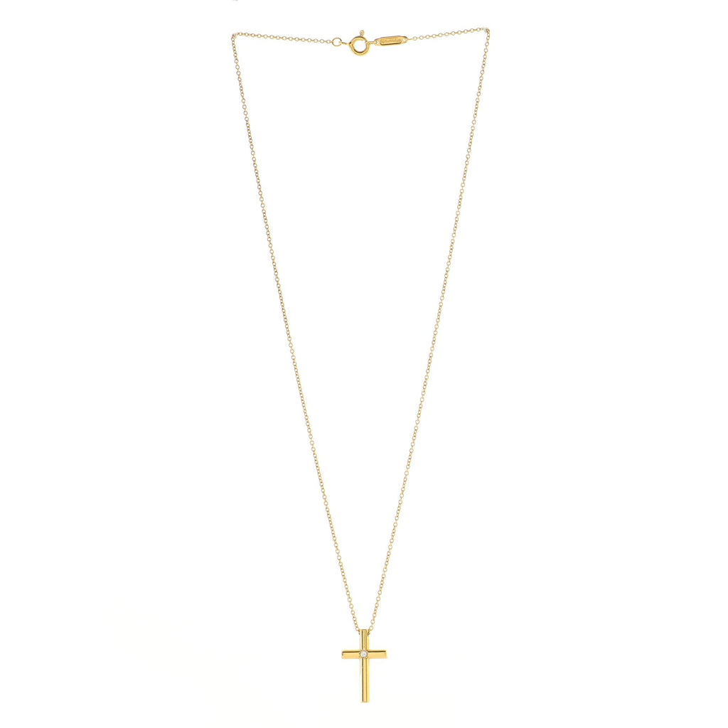 Cross Pendant Necklace 18K Yellow Gold with Diamond