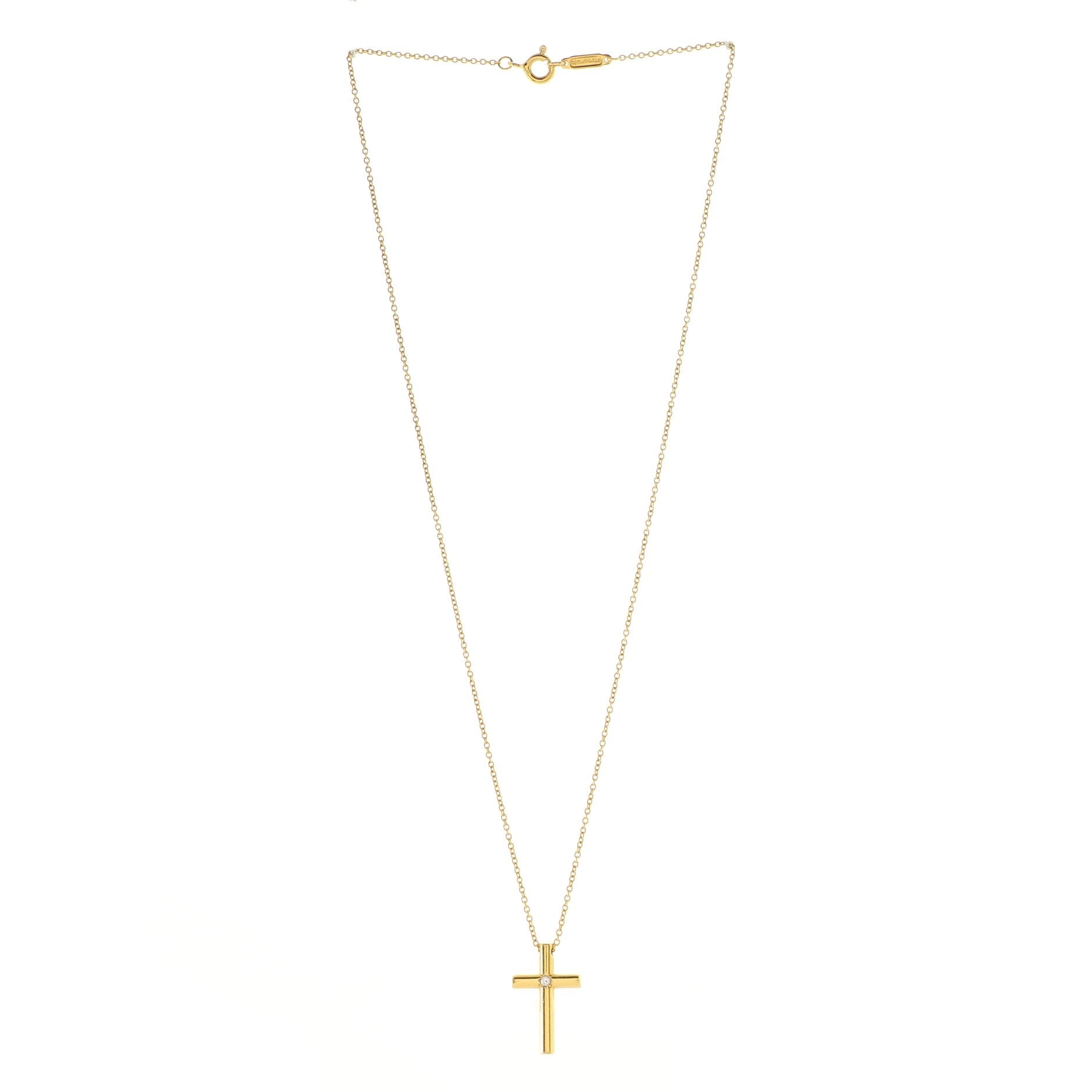 Cross Pendant Necklace 18K Yellow Gold with Diamond