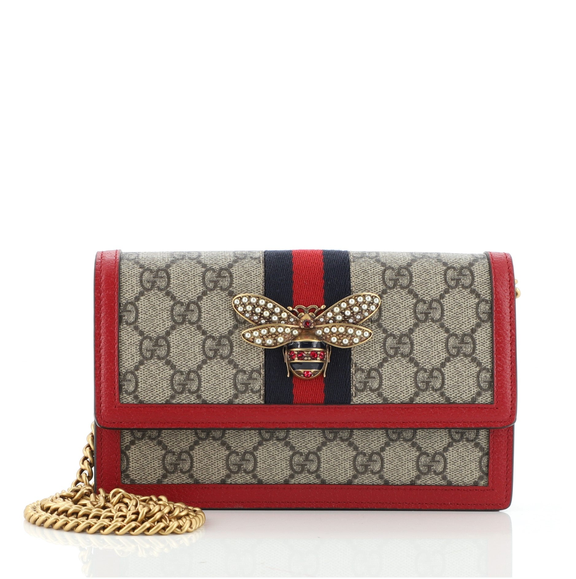 Queen Margaret Chain Wallet GG Coated Canvas Mini