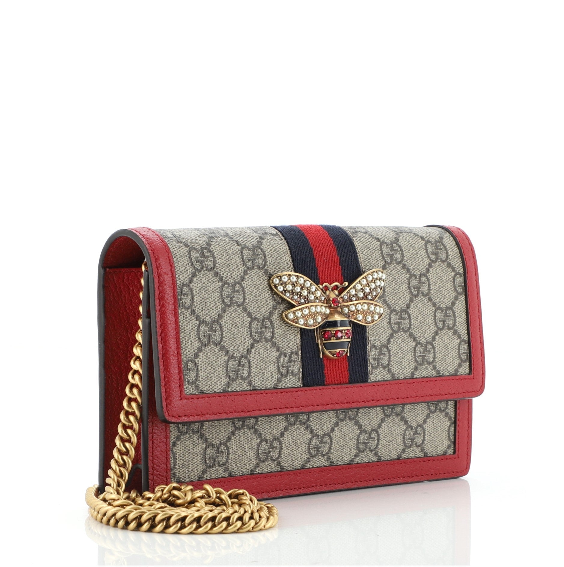 Queen Margaret Chain Wallet GG Coated Canvas Mini