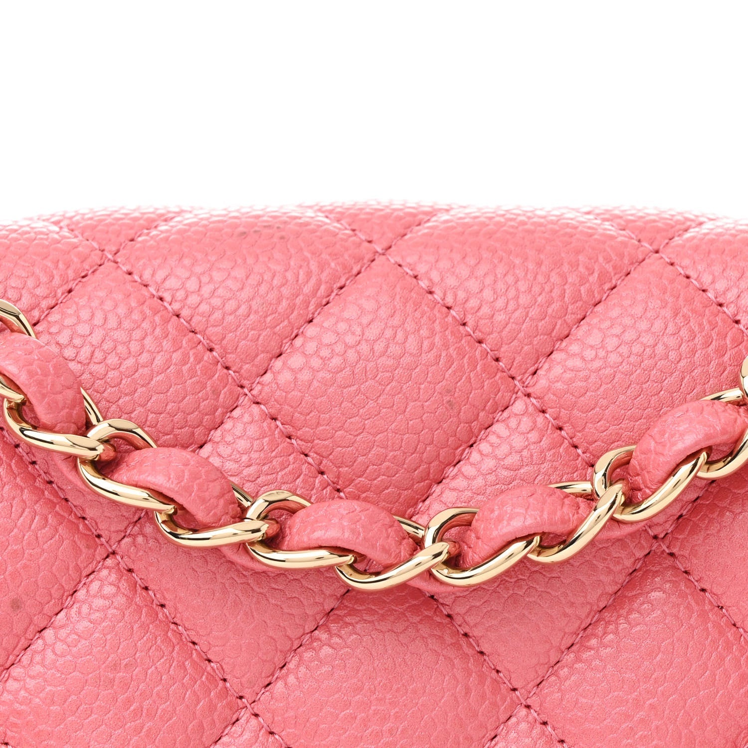 Iridescent Caviar Quilted Mini Rectangular Flap Pink