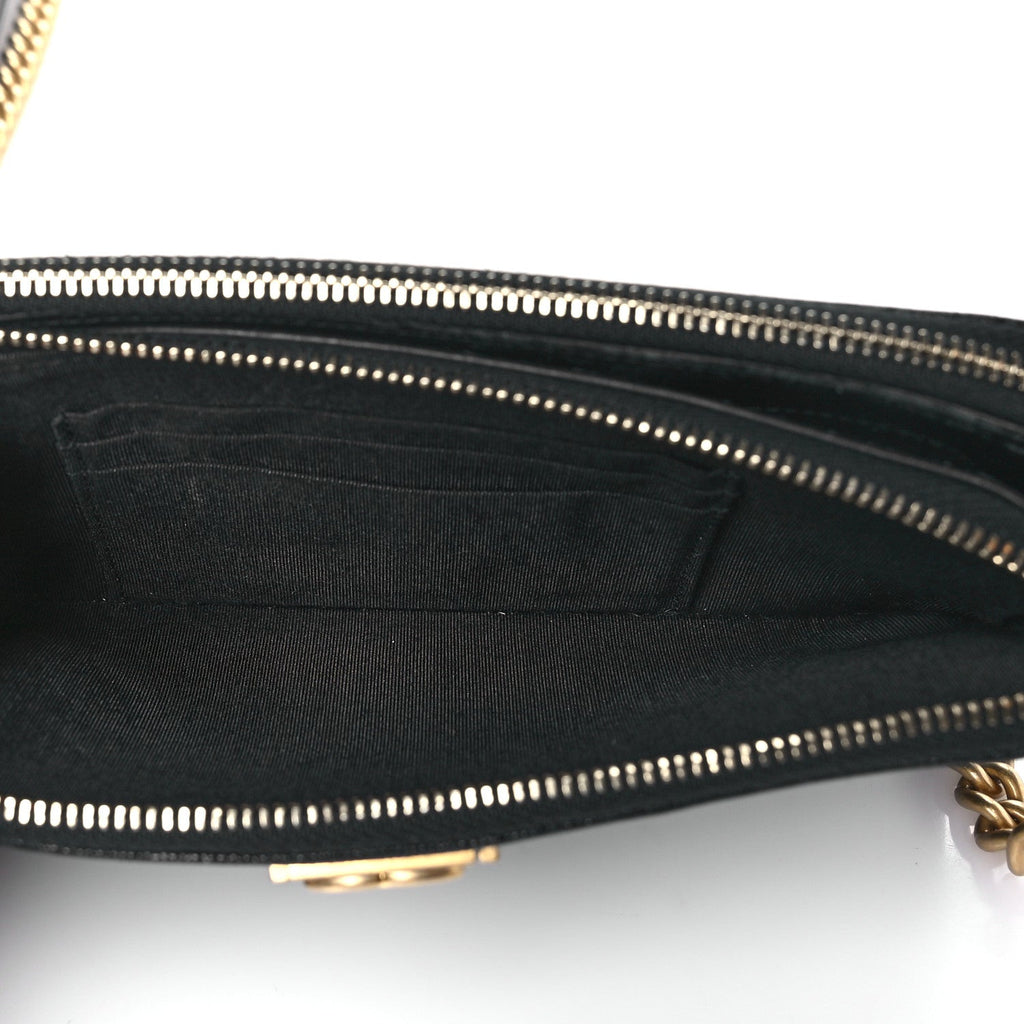 Caviar Quilted Small Boy Clutch With Chain Black
