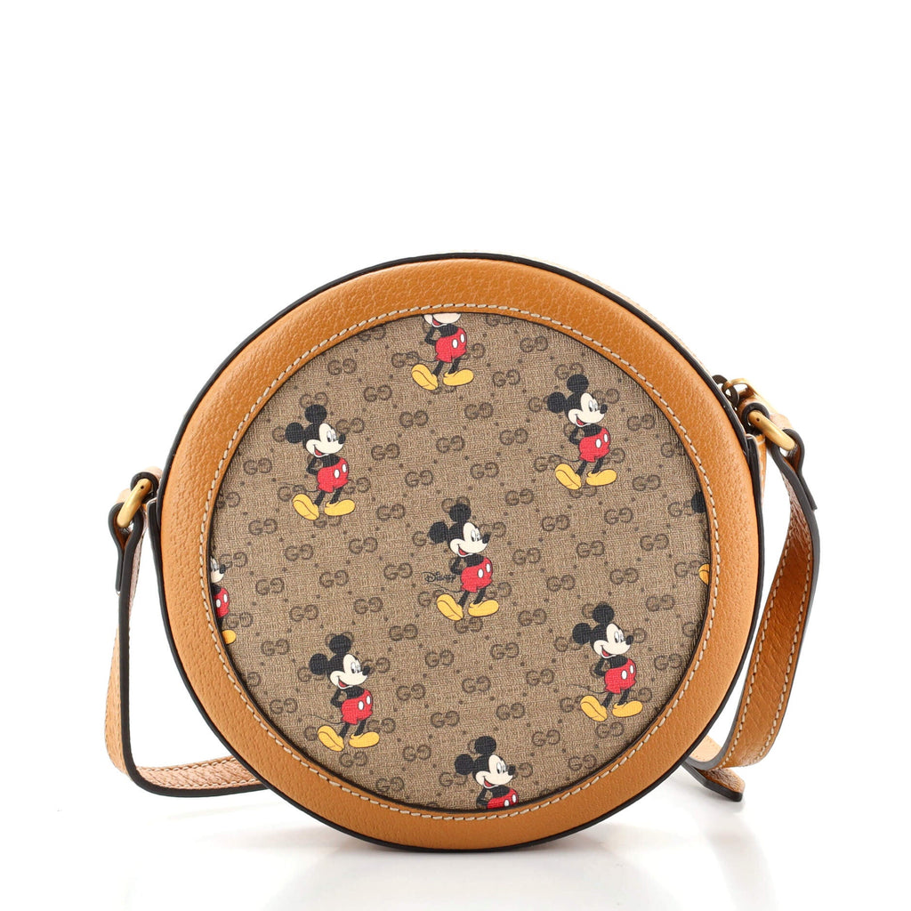 Disney Mickey Mouse Round Shoulder Bag Printed Mini GG Coated Canvas