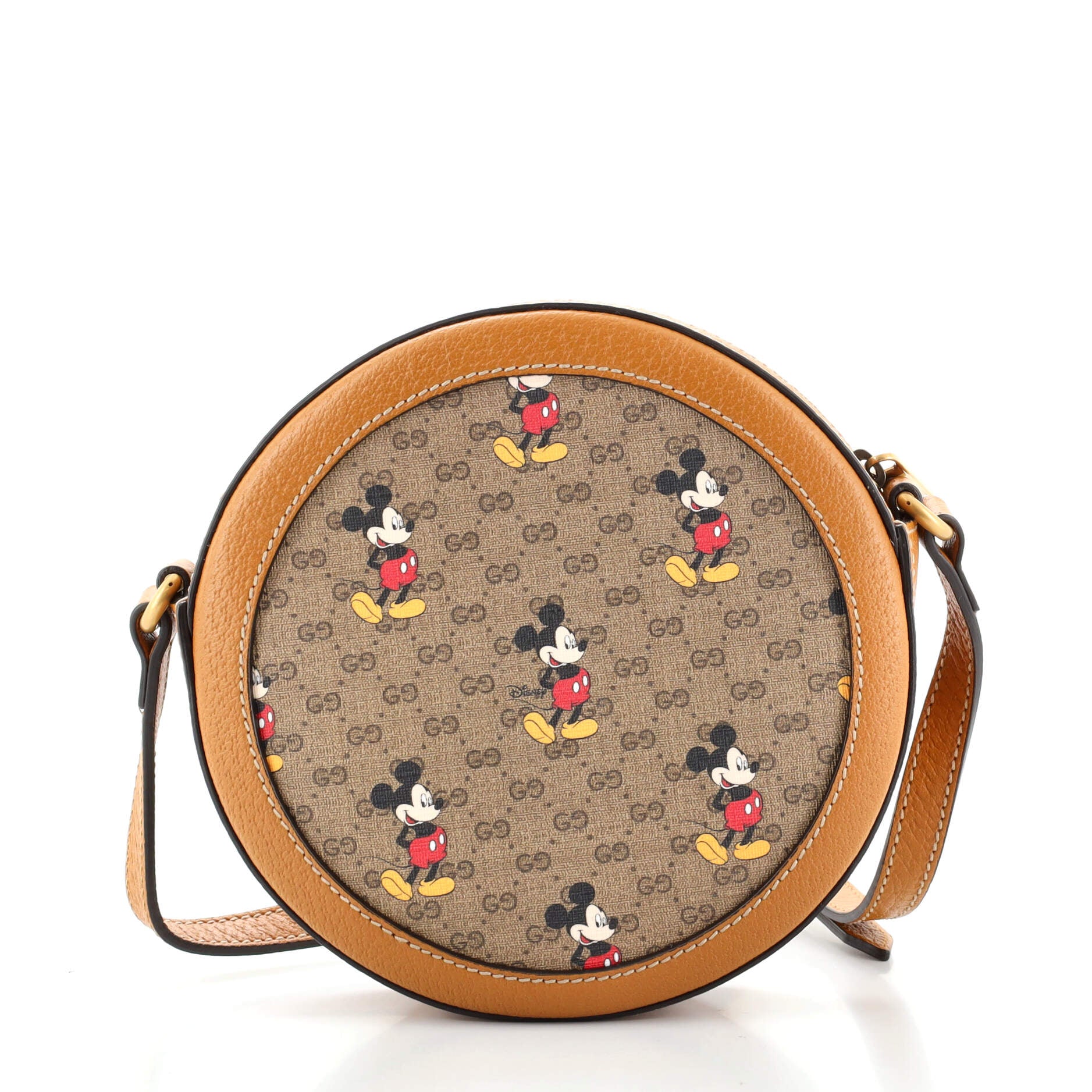 Disney Mickey Mouse Round Shoulder Bag Printed Mini GG Coated Canvas