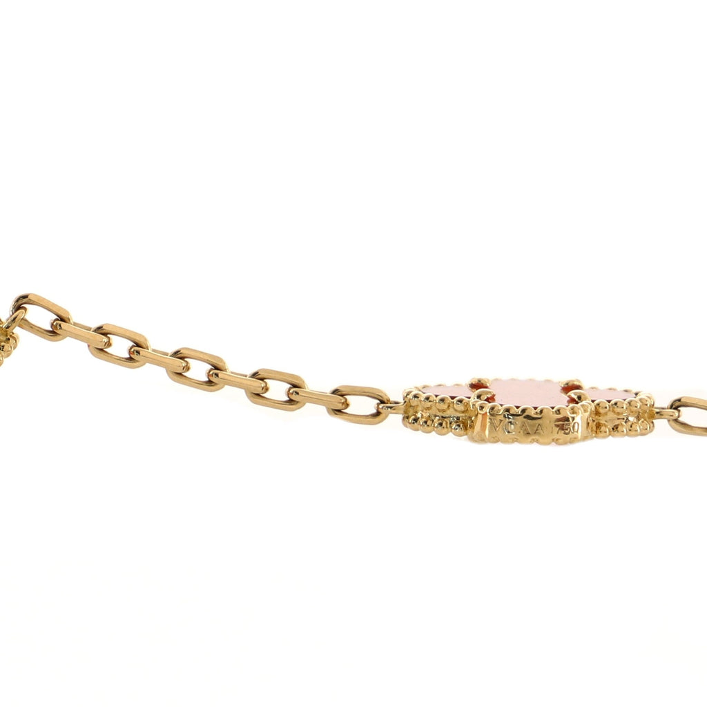 Vintage Alhambra 5 Motifs Bracelet 18K Yellow Gold and Carnelian
