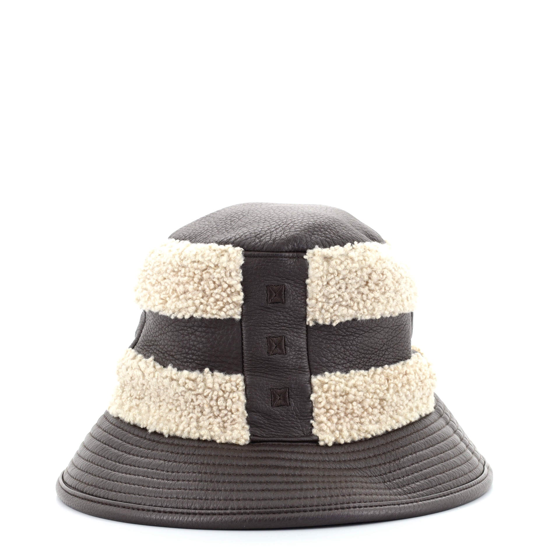 Bucket Hat Leather and Shearling XS