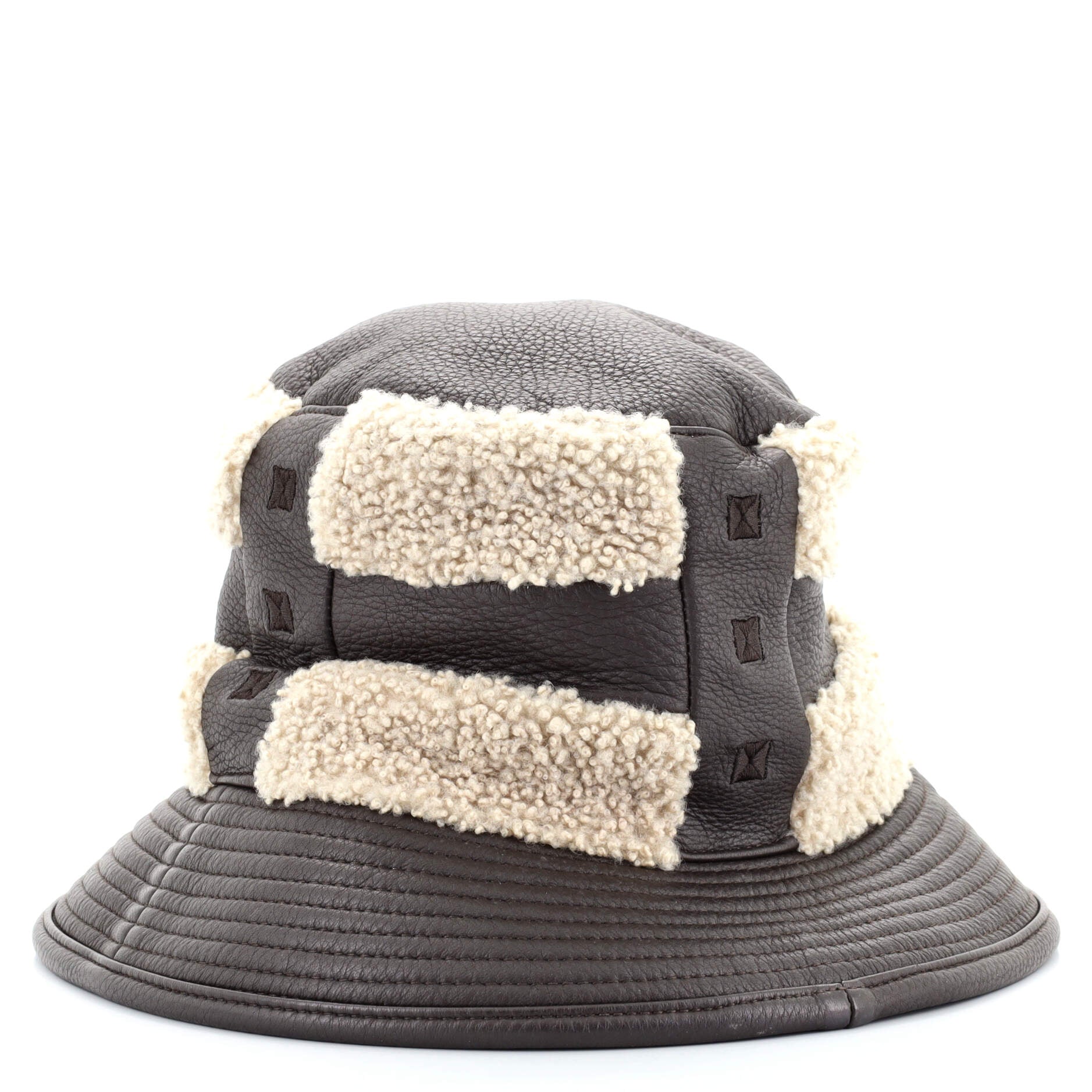 Bucket Hat Leather and Shearling XS