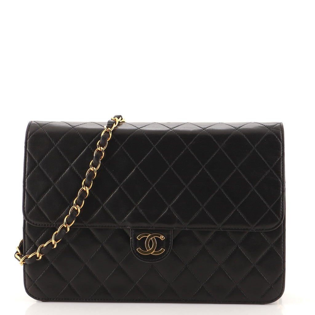 Vintage Clutch with Chain Quilted Leather Medium
