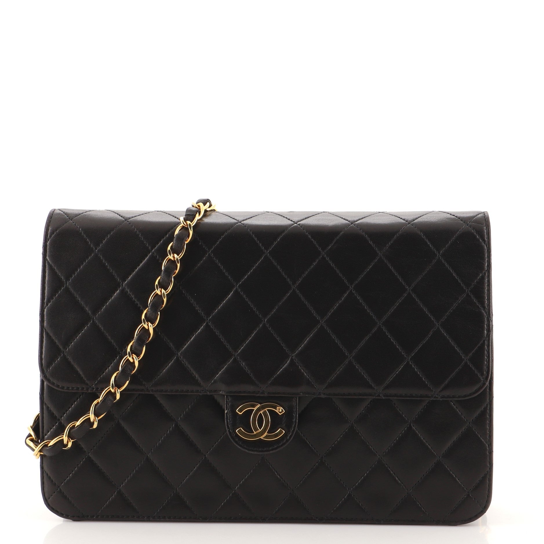 Vintage Clutch with Chain Quilted Leather Medium