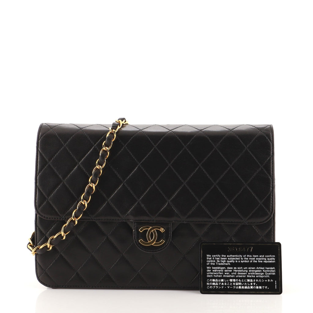 Vintage Clutch with Chain Quilted Leather Medium