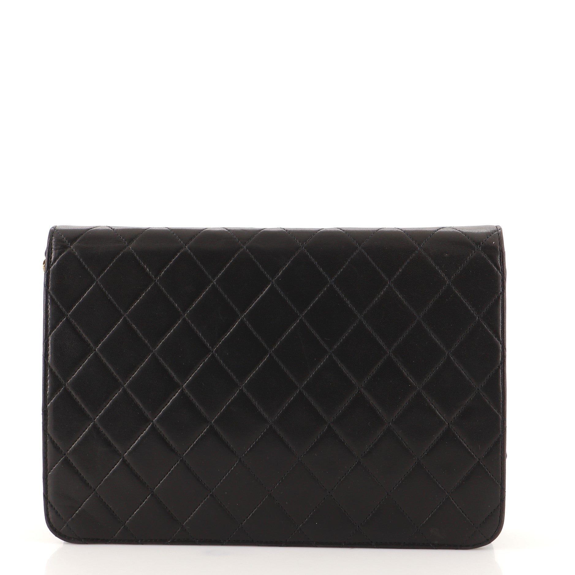 Vintage Clutch with Chain Quilted Leather Medium
