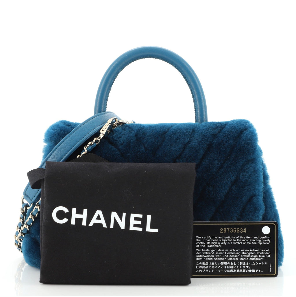 Coco Top Handle Bag Chevron Shearling Mini
