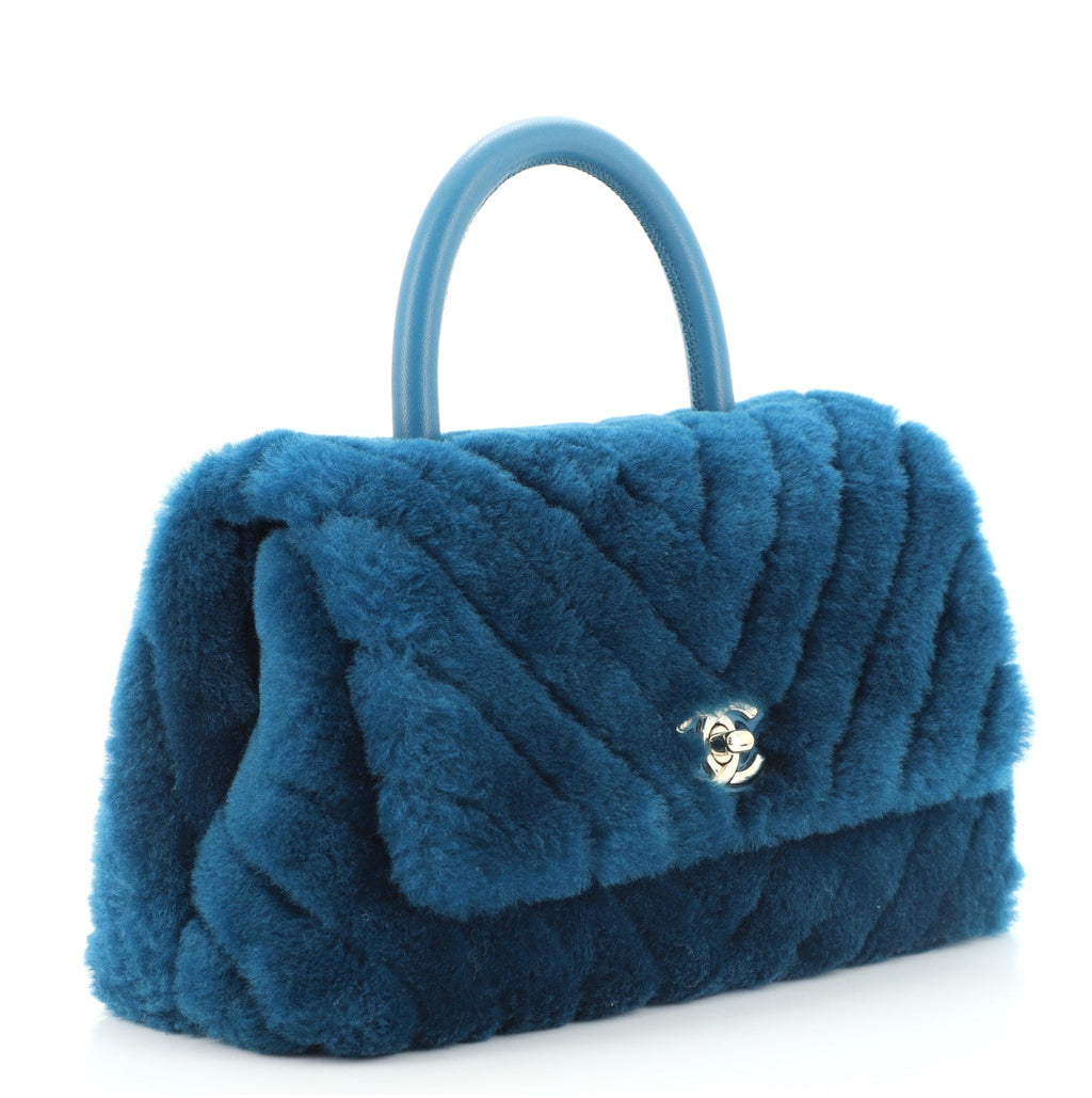 Coco Top Handle Bag Chevron Shearling Mini