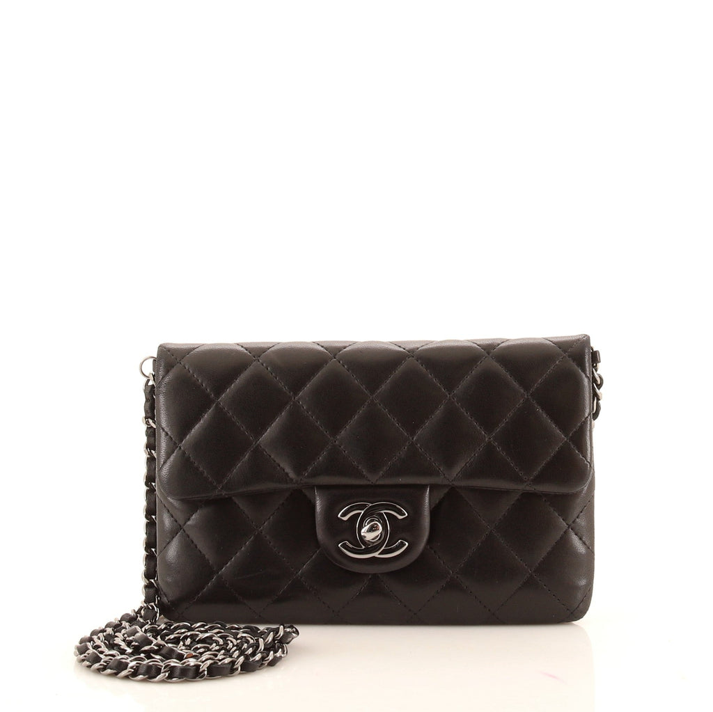CC Chain Zip Flap Bag Quilted Calfskin Mini