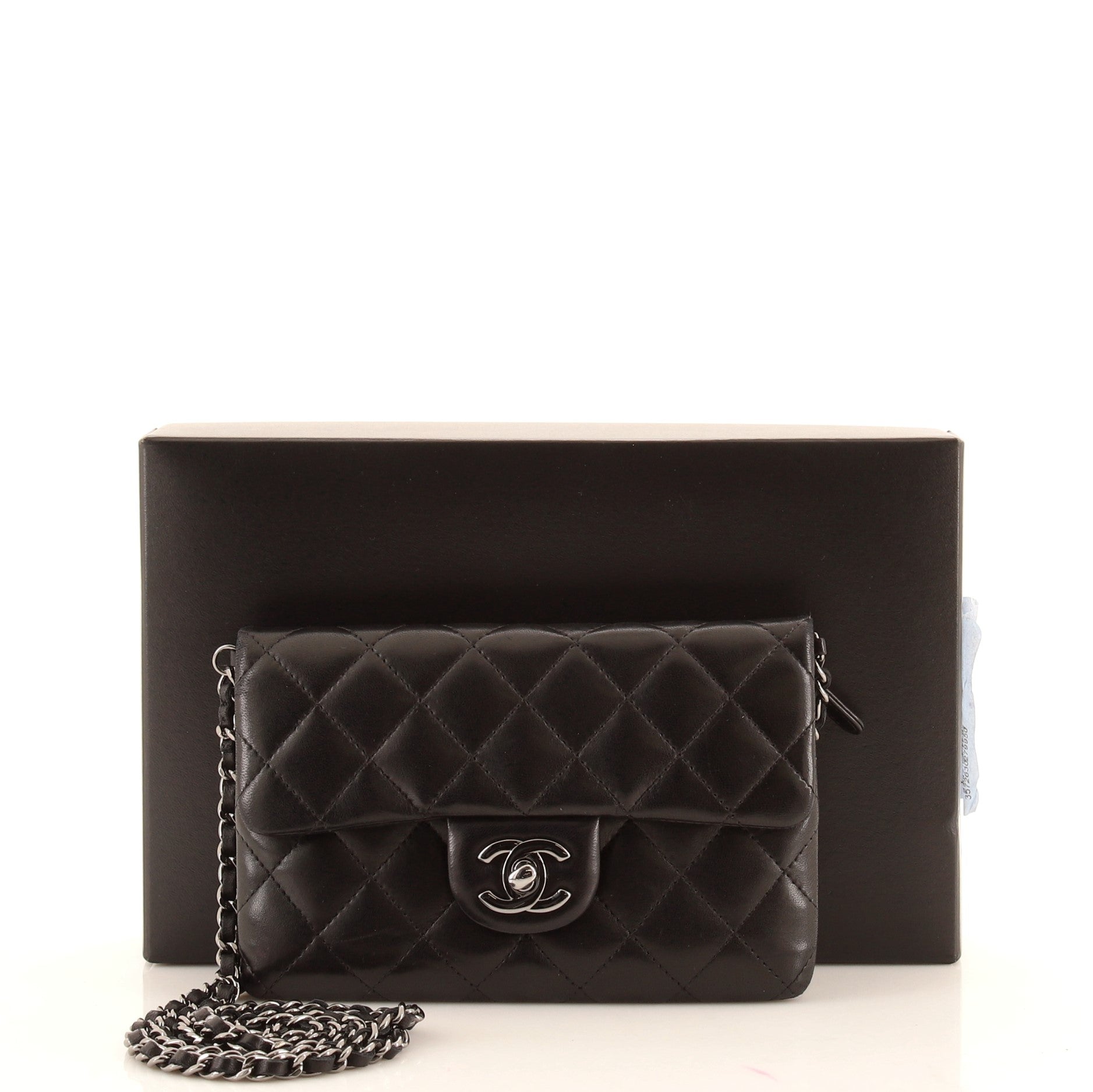 CC Chain Zip Flap Bag Quilted Calfskin Mini