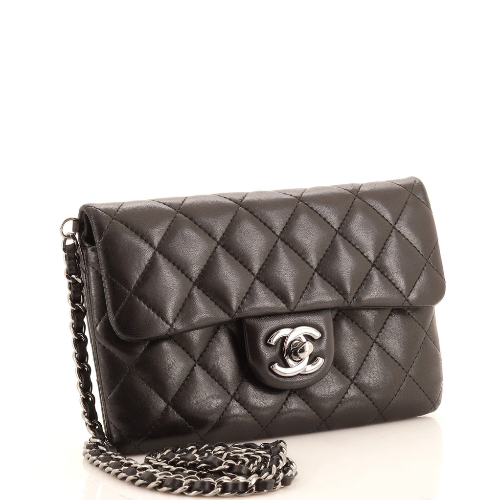 CC Chain Zip Flap Bag Quilted Calfskin Mini
