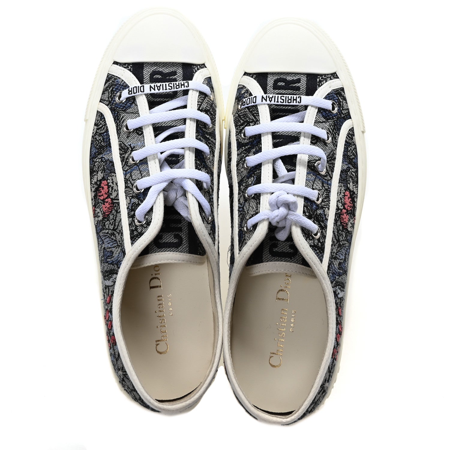 Canvas Embroidered Jardin Magique Walk'N'Dior Low Top Sneakers 40 Denim Multicolor
