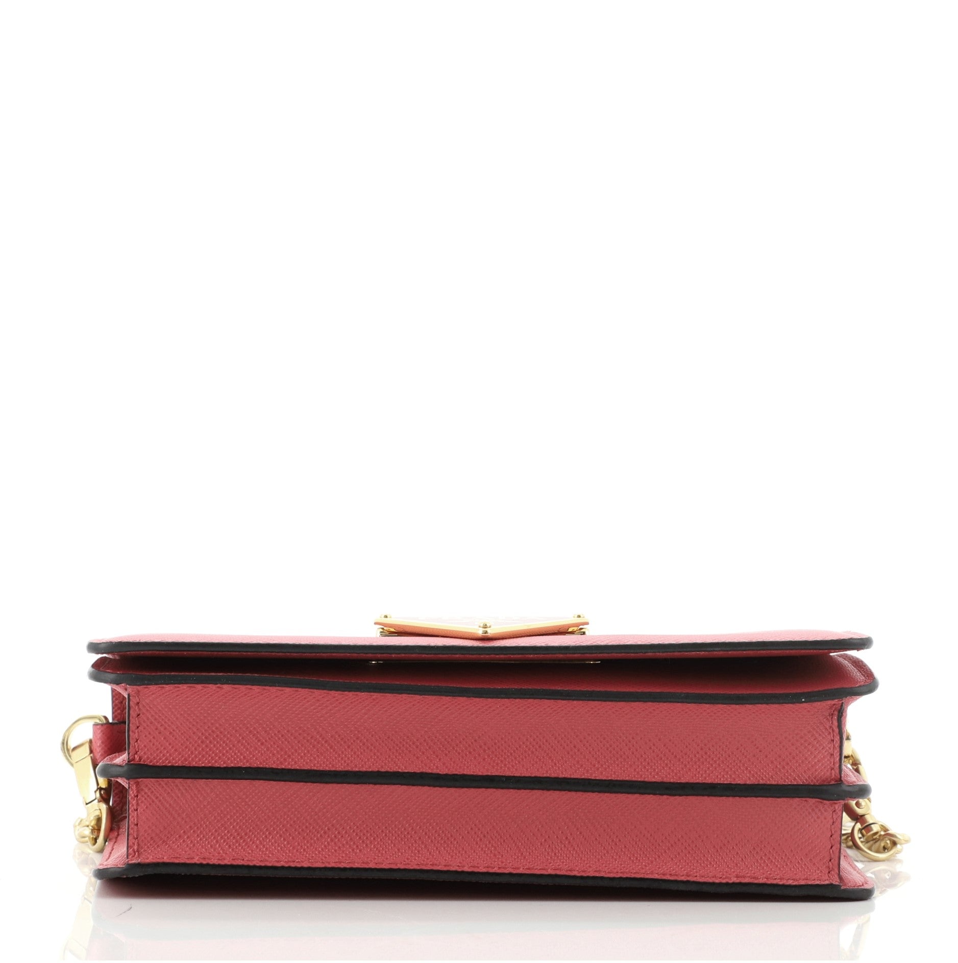 Flip Lock Wallet on Chain Clutch Saffiano Leather Small