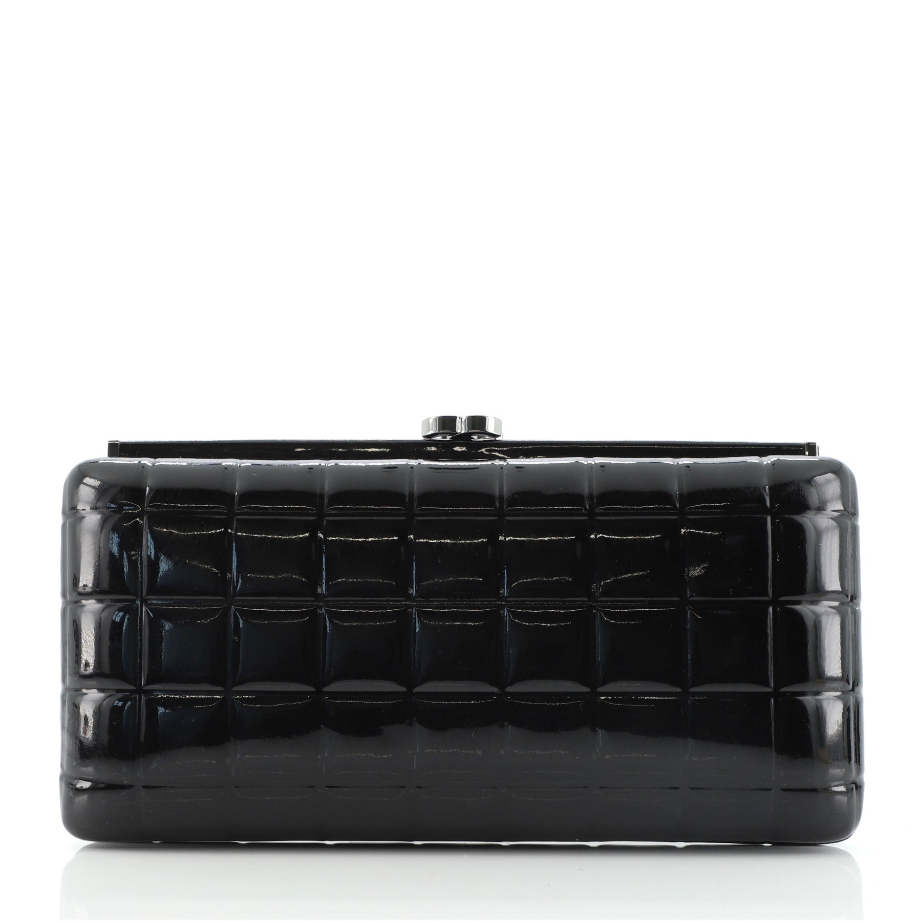 Chocolate Bar Frame Clutch Quilted Patent