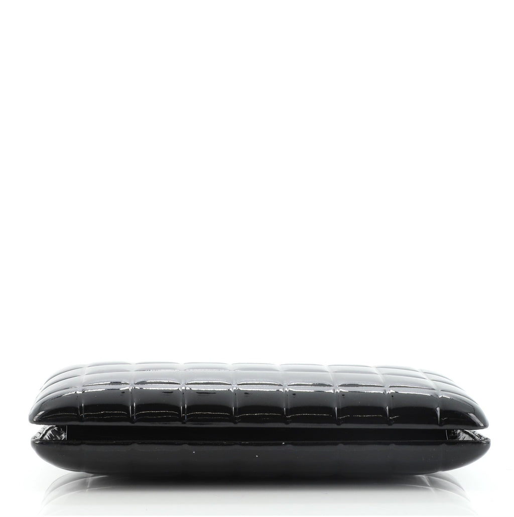 Chocolate Bar Frame Clutch Quilted Patent