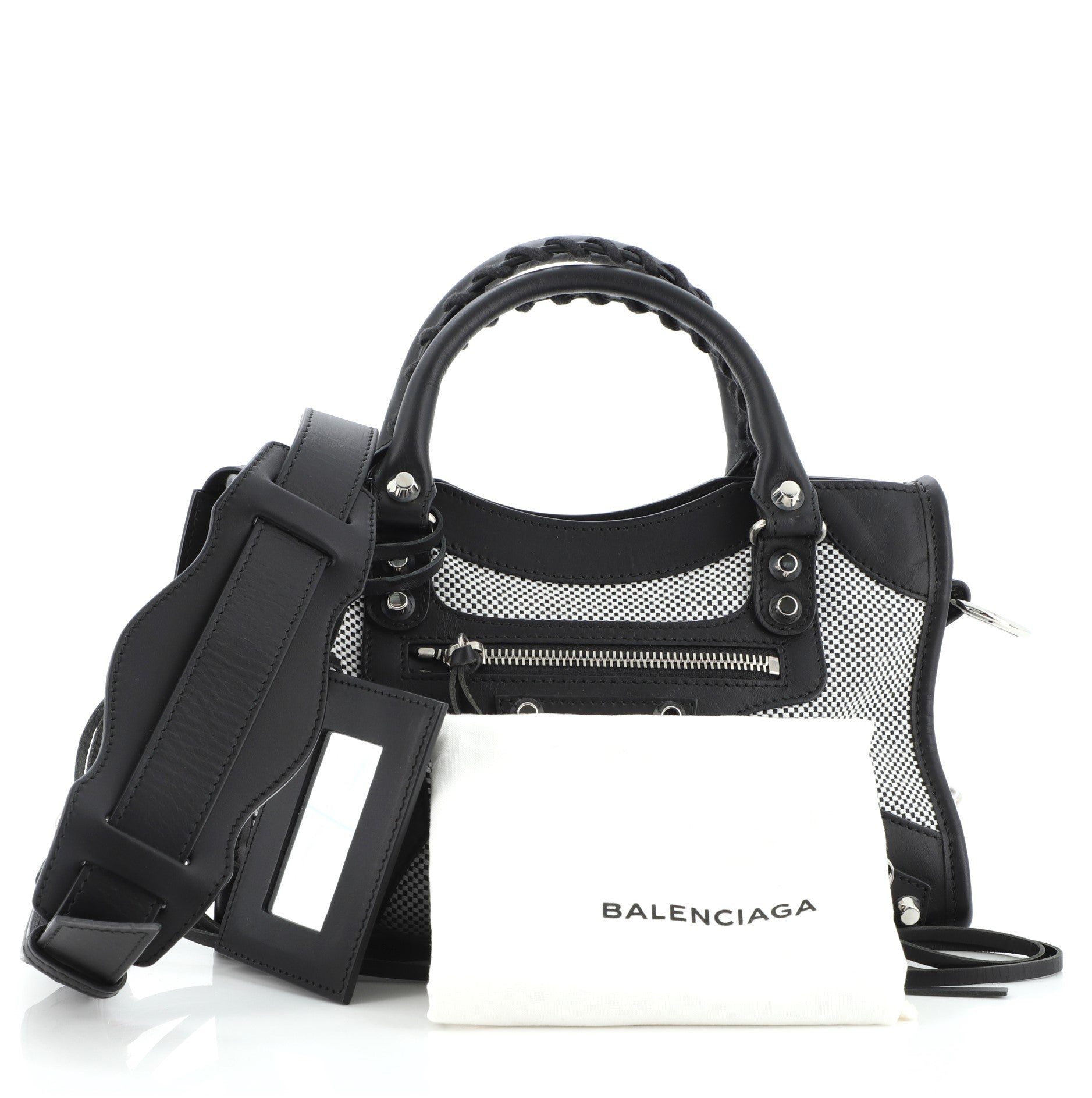 City Classic Studs Bag Mesh and Leather Mini
