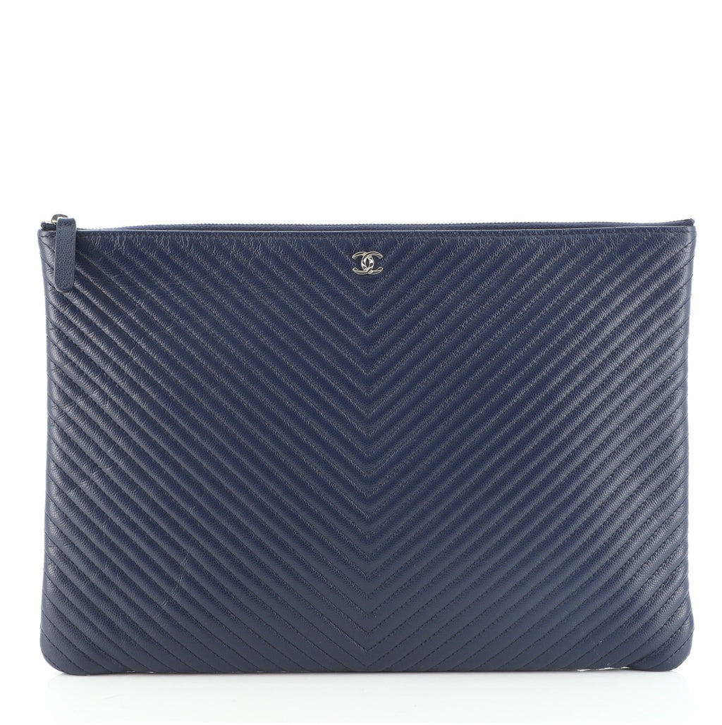 O Case Clutch Chevron Caviar Large