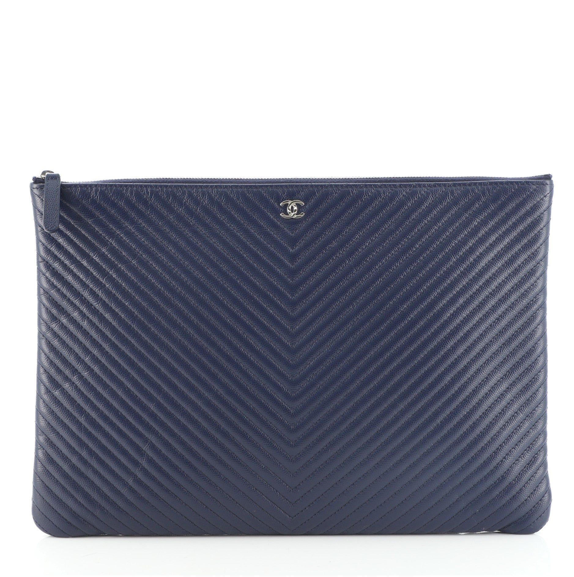O Case Clutch Chevron Caviar Large